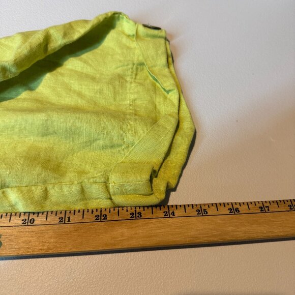 Habitat Women L 100% Linen Pant Crop Tapered Chartreuse Green Pull On Stretch - Picture 9 of 10